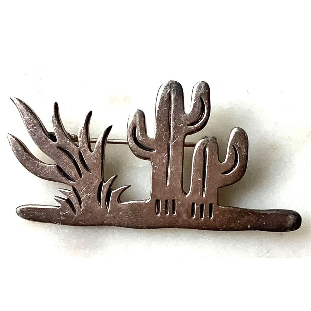 Vintage Sterling Cactus Brooch Plant Mom Silver 925 Taxco Mexico Pin Southwest